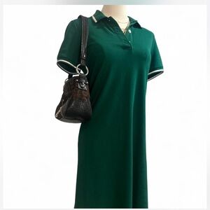Green Uniqlo Golf Jersey Mini Polo Dress with White Accents Size Medium